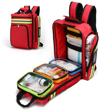 Carregar imagem no visualizador da galeria, Botiquín De Primeros Auxilios Vacío Mochila Botiquines De Emergencia -Impermeable Resistente Al Desgaste Bolsa Transpirable Reflectante Para Viajes, Casa, Coche, Lugar De Trabajo Rojo 45 * 15 * 35cm