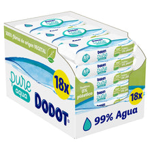 Carregar imagem no visualizador da galeria, Dodot Toallitas Pure Aqua para Bebé, 99% Agua, 100% Fibras de Origen Vegetal, 864 Toallitas, 18 Paquetes (18 X 48)