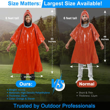 Carregar imagem no visualizador da galeria, Terdemor Poncho de Emergencia (Paquete de 4), Manta de Emergencia (Paquete de 2) con Forro de Manta de Mylar, Manta de Supervivencia Mucho más Grande y Gruesa para preparación de Emergencia, Camping,