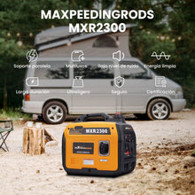 Carregar imagem no visualizador da galeria, maXpeedingrods Generador Electrico Gasolina 2300W Pico Generador Inverter Silencioso Portátil de Emergencia, 230V Ligero Salidas USB/AC/DC para Camping Autocaravan Apagon