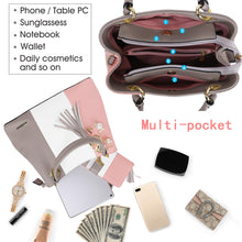 Carregar imagem no visualizador da galeria, Pomelo Best Bolsos de Mujer, Bolso Señora Tote Multicolor Rayas PU Cuero Con Flecos Bolso Hombro Bolso Shopper perfecto para Trabajo, Diario Vida, Navidad y Fiesta ect