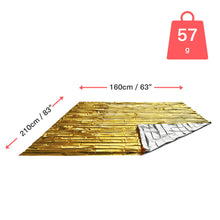 Carregar imagem no visualizador da galeria, Bramble 10 Mantas Térmicas de Supervivencia de Emergencia - Mantas de Aluminio en Dorado y Plateado - 210 x 160cm