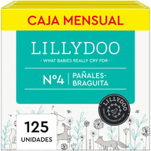 Carregar imagem no visualizador da galeria, Pañales-braguita LILLYDOO, talla 4 (9-15 kg), 5 paquetes de 25 (125 unidades), PACK AHORRO