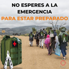 Carregar imagem no visualizador da galeria, Kit Supervivencia UE 2025 con Mochila Botiquín y Linterna, Manta Térmica Supervivencia, Cuchillo Supervivencia Militar Profesional más Hacha, Tiritas, Vendas, Silbato y Brújula (Guardian - Estándar)