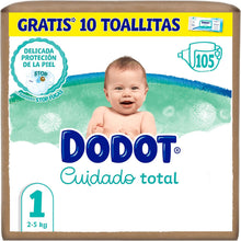 Upload image to gallery viewer, Dodot Pañales Bebé Cuidado Total Talla 1 (2-5kg), 105 uds + 10 Toallitas