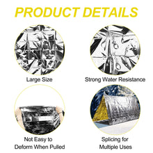 Carregar imagem no visualizador da galeria, Traxenta 5 Piezas Manta Térmica Supervivencia, Mantas Térmicas de Emergencia Oro Plata, Botiquin Manta para Coche, Camping, Montaña Senderismo, Mochila, Fria, Aislante Primeros Auxilios 160 x 210cm