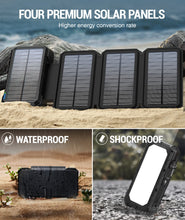 Carregar imagem no visualizador da galeria, BLAVOR Solar Powerbank 20.000mAh Portátil Solar Cargador con 4 Paneles solares, batería Externa Impermeable al Aire Libre con 4 Puertos USB 18 W Cargador rápido QC 3.0 USB C Power Bank para teléfono