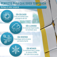 Carregar imagem no visualizador da galeria, Vidaprime Manta Térmica Supervivencia Reutilizable X5 UNIDADES Manta Emergencia térmica Mantas Térmicas de supervivencia GRANDE 210x160cm Mantas de Supervivencia PROTECCIÓN Frío y Calor Lluvia Viento.