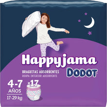 Carregar imagem no visualizador da galeria, Dodot Fraldas HappyJama para Menina 4 - 7 anos (17-29 kg), 17 Unidades, Fralda com Proteção Contra Fugas Durante a Noite