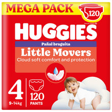 Carregar imagem no visualizador da galeria, Huggies Little Movers Pañal Braguita para Bebé con Diseños Disney Talla 4 (9-14 kg), 4 Packs de 30, Total 120 Pañales - Exclusivo Online