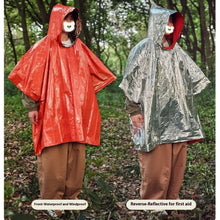 Carregar imagem no visualizador da galeria, Juego de 4 mantas térmicas de emergencia, poncho de lluvia de emergencia, poncho térmico resistente a la intemperie, equipo de supervivencia al aire libre para acampar