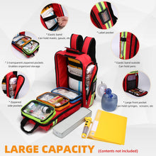 Carregar imagem no visualizador da galeria, Botiquín De Primeros Auxilios Vacío Mochila Botiquines De Emergencia -Impermeable Resistente Al Desgaste Bolsa Transpirable Reflectante Para Viajes, Casa, Coche, Lugar De Trabajo Rojo 45 * 15 * 35cm