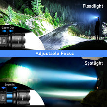 Carregar imagem no visualizador da galeria, Blukar Linternas LED Alta Potencia, Linterna Potente de Aluminio Recargable, Portátil Táctica Militar Linterna con 5 Modos de luz, Zoomable, Impermeable para Emergencias/Camping/Senderismo