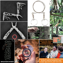 Carregar imagem no visualizador da galeria, Kit Supervivencia UE 2025 con Mochila Botiquín y Linterna, Manta Térmica Supervivencia, Cuchillo Supervivencia Militar Profesional más Hacha, Tiritas, Vendas, Silbato y Brújula (Guardian - Estándar)