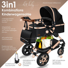 Carregar imagem no visualizador da galeria, KESSER® Loops 3 in 1 Stroller combo juego completo de sillas de paseo incl. Asiento deportivo para bañera y silla de paseo, neumáticos de caucho macizo, bolso cambiador