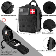 Carregar imagem no visualizador da galeria, Kit Supervivencia UE 2025 con Mochila Botiquín y Linterna, Manta Térmica Supervivencia, Cuchillo Supervivencia Militar Profesional más Hacha, Tiritas, Vendas, Silbato y Brújula (Guardian - Estándar)