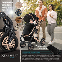Carregar imagem no visualizador da galeria, KESSER® Loops 3 in 1 Stroller combo juego completo de sillas de paseo incl. Asiento deportivo para bañera y silla de paseo, neumáticos de caucho macizo, bolso cambiador