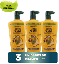 Carregar imagem no visualizador da galeria, Garnier Ultra Suave - Pack 3X1L - Champô Óleo de Abacate e Manteiga de Carité - Nutrição Intensa - 3 Litros