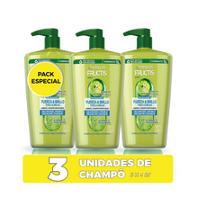 Carregar imagem no visualizador da galeria, Garnier Fructis - Pack 3X1L Champô Fortificante Força e Brilho - Cabelos Saudáveis - 3 Litros