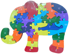 Carregar imagem no visualizador da galeria, Puzzle de Madeira Série Animais: Elefante 26 peças. Aprenda e Divirta-se com os Amigos da Natureza