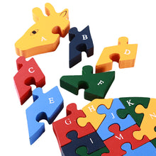 Carregar imagem no visualizador da galeria, Puzzle de Madeira Série Animais: Girafa 26 peças. Aprenda e Divirta-se com os Amigos da Natureza