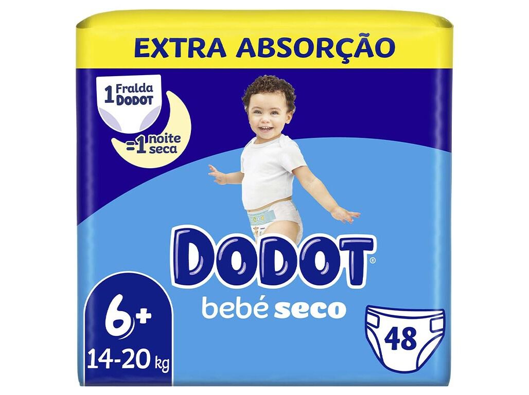 Dodot - Fraldas Bebé Seco T6+ (+14 kg) com 48 Unidades