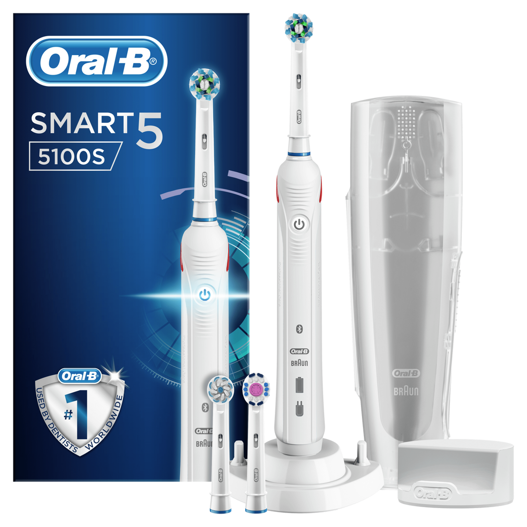 Oral-B Smart5 5100S - Escova de Dentes Elétrica com Bluetooth, Sensor de Pressão e Temporizador de 2 Minutos