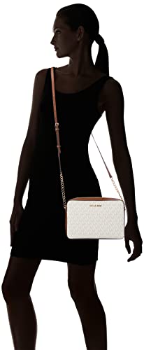 Michael Kors Jet Set East West Large Crossbody Vanilla MK Signature, Bolso para Mujer, Multicolor (Multicolor), Talla única