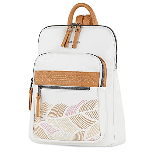 Lois - Bolsos Mochila para Mujer, Mochilas Mujer Casual, Mochila Mujer Pequeña, Bolso Mochila Mujer Antirrobo, Mochila Blanco Mujer. Mochila Lois