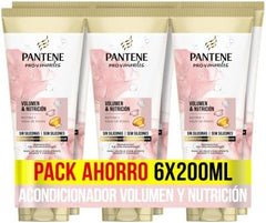 Pantene Pro-V Miracles Condicionador volume e nutrição sem silicone para um cabelo com corpo e volume com biotina água de rosas, 200 ml x 6