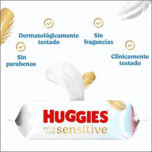 Carregar imagem no visualizador da galeria, Huggies Toallitas Extra Care Sensitive para Bebé, 99% agua ideal para pieles sensibles sin parabenos, 56 toallitas
