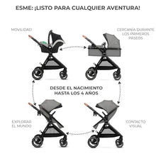 Carregar imagem no visualizador da galeria, Kinderkraft ESME Silla de Coche 3 en 1 Set, con Portabebés Mink PRO I-Size, Sistema de Viaje, Cochecito para Bebé, Cochecito, Plegable, para Recién Nacido hasta 4 Años, Gris

