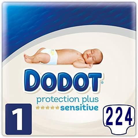 Dodot Pañales Sensitive Talla 1, 230 Unidades - Pañales para Piel Sensible con Indicador de Humedad y Alta Absorción