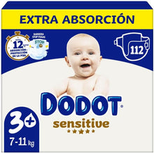 Laden Sie das Bild in den Galerie-Viewer.Dodot Sensitive Talla 3+ Extra Absorción (7-11 kg) – Megapack 112 Pañales
