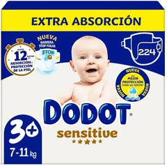 Dodot Sensitive Tamanho 3+ absorção (7-11 kg), Megapack 224 fraldas