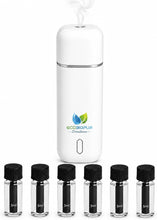 Załaduj obraz do przeglądarki galerii, Aromatizador de carro DriveSense, branco, difusor de aroma ultrassônico USB-C sem água, 2 níveis de intensidade, kit com 6 fragrâncias de 5ml com cobertura de 12m³ (preto, 6 unidades de 5ml)
