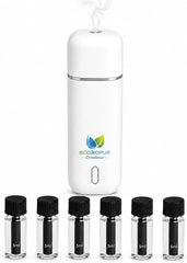 Aromatizador de carro DriveSense, branco, difusor de aroma ultrassônico USB-C sem água, 2 níveis de intensidade, kit com 6 fragrâncias de 5ml com cobertura de 12m³ (preto, 6 unidades de 5ml)
