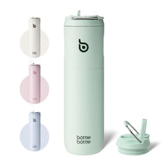 BOTTLE BOTTLE Botella de agua aislada de 24 onzas con tapa de popote y asa, para deportes, viajes, gimnasio, botellas de agua de acero inoxidable, termo de metal al vacío de doble pared, a prueba de