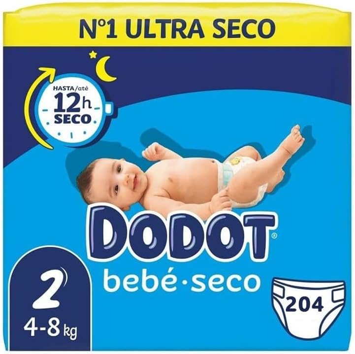 Dodot - Fraldas Bebé Seco T2 4-8Kg com 204 Unidades