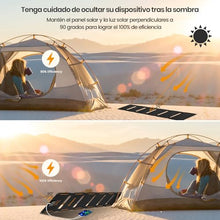 Carregar imagem no visualizador da galeria, FlexSolar Cargadores Solares Portátiles 40W, USB Potencia de Emergencia ETFE Paneles Plegables IP67 Impermeable Camping Senderismo para Teléfonos, Ventiladores, Linternas
