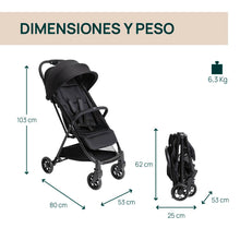 Carregar imagem no visualizador da galeria, Chicco Urbino, Silla de Paseo Bebé, Desde nascimiento hasta 22 Kg, Carrito Ligero con Cierre Inteligente y Compacto, Capota Extensible con Protección UV50+, Respaldo Ajustable y Reclinable, Negro
