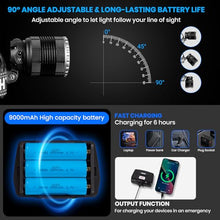 Carregar imagem no visualizador da galeria, LEKIA Linterna Frontal LED Recargable USB-C, Alta Potencia 90000 Lumens 4 Modos Linterna Cabeza Recargable con Sensor, Batería de 9000mAh, IP65 Resistente al Agua, Zoom de 90°para Exteriores, Camping
