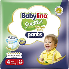 Carregar imagem no visualizador da galeria, Babylino Sensitive Cotton Soft Pants, Talla 4 (7-13 Kg), Pañal Braguita con Ajuste 360° Anti-Fugas, 22 pañales
