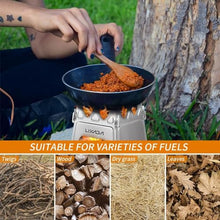 Carregar imagem no visualizador da galeria, Lixada Estufa de Leña Camping Portátil Ligero Compacto Hornillo Alcohol Estufa Camping Titanio Estufa Madera Portátil para Camping Trekking Mochilero BBQ Picnic Senderismo Supervivencia Al Aire Libre
