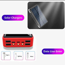 Carregar imagem no visualizador da galeria, HHORB Cargador Solar, 100000Mah Power Bank Portátil Inalámbrico con 4 Outputs Power Bank con USB C Carga Rápida para 99% De Los Dispositivos USB del Mercado,100000Mah,50000mAh
