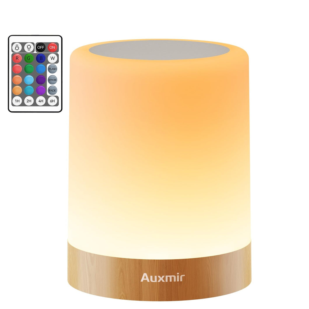 Auxmir Lámparas de Mesita de Noche, 1800mAh Recargable Lámpara LED de Mesa con USB, Temporizador, Control Táctil y Remoto, 13 Colores de Luz Regulable, Lámpara Noche Inalámbrica Colgante