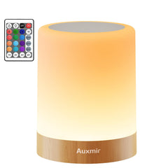 Auxmir Lámparas de Mesita de Noche, 1800mAh Recargable Lámpara LED de Mesa con USB, Temporizador, Control Táctil y Remoto, 13 Colores de Luz Regulable, Lámpara Noche Inalámbrica Colgante
