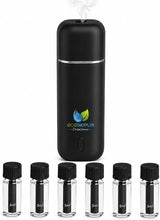 Carregar imagem no visualizador da galeria, Aromatizador de carro DriveSense, preto, difusor de aroma ultrassônico USB-C sem água, 2 níveis de intensidade, kit com 6 fragrâncias de 5ml com cobertura de 12m³ (preto, 6 unidades de 5ml)
