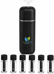 Aromatizador de carro DriveSense, preto, difusor de aroma ultrassônico USB-C sem água, 2 níveis de intensidade, kit com 6 fragrâncias de 5ml com cobertura de 12m³ (preto, 6 unidades de 5ml)