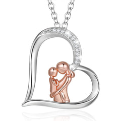 INFUSEU Regalo Dia De La Madre, Te Quiero Mama Plata De Ley 925 Colgante Madre E Hija Collar Corazon Oro Rosa Mujer Abrazo Para Madre Y Bebé Para Tu Madre